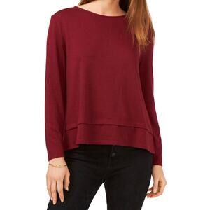 1.STATE Maroon Red Boat Neck Tie Back Long Sleeve Top Size Large